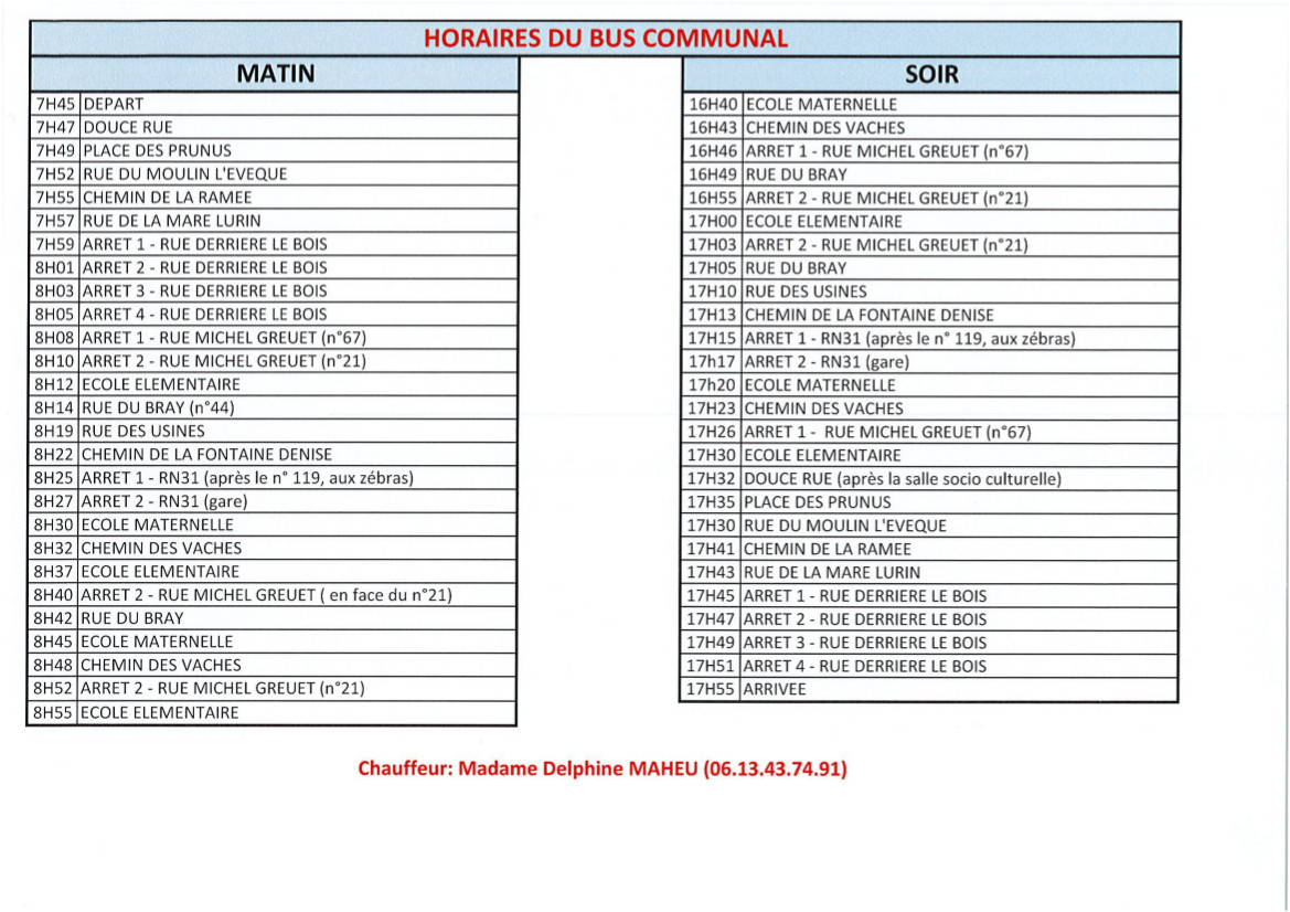 HORAIRES BUS 2022 2023