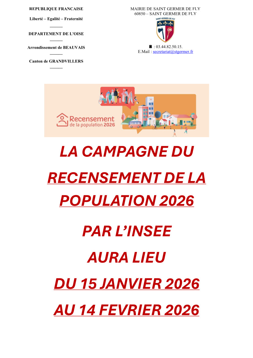AVIS RECENSEMENT 2026